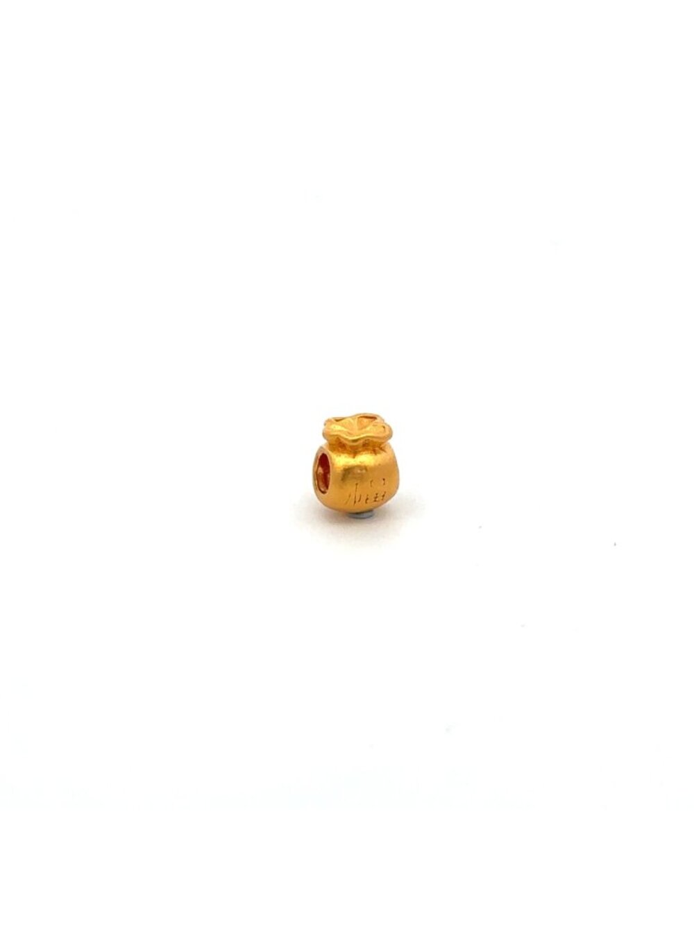 24K 999.9 Pure Gold Charm Money Bag Bead Spacer DIY Small 0.16g - Picture 3 of 4
